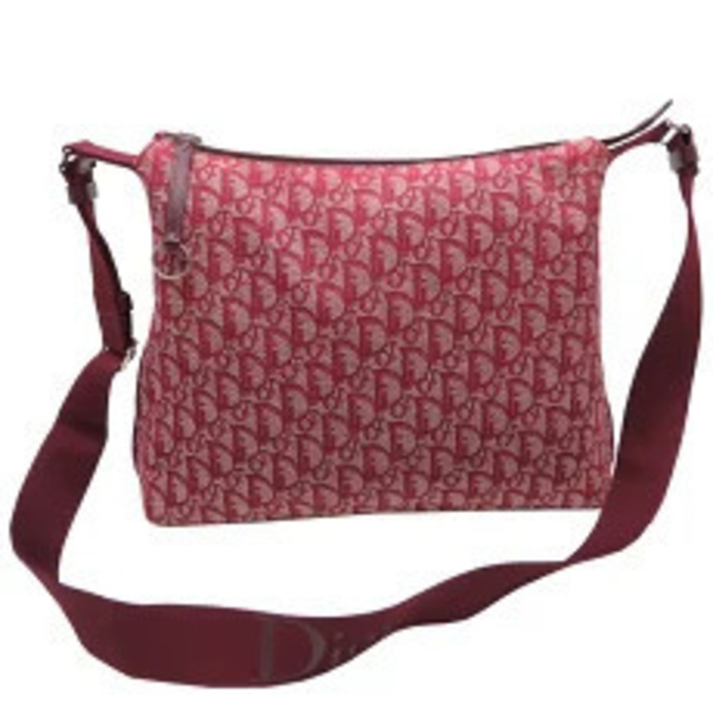 Christian Dior Trotter Shoulder Bag Canvas Red